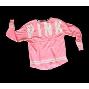 PINK Victoria’s Secret 2014 PINK Oversized SPELLOUT & DOG Logo Sweatshirt L